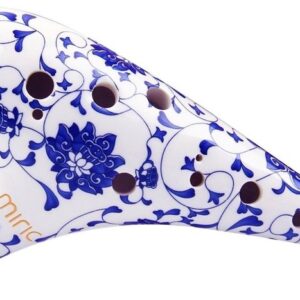 MIRIC Keramik-Ocarina, Altflöte in C, 12 Löcher, weiß/lotusblau